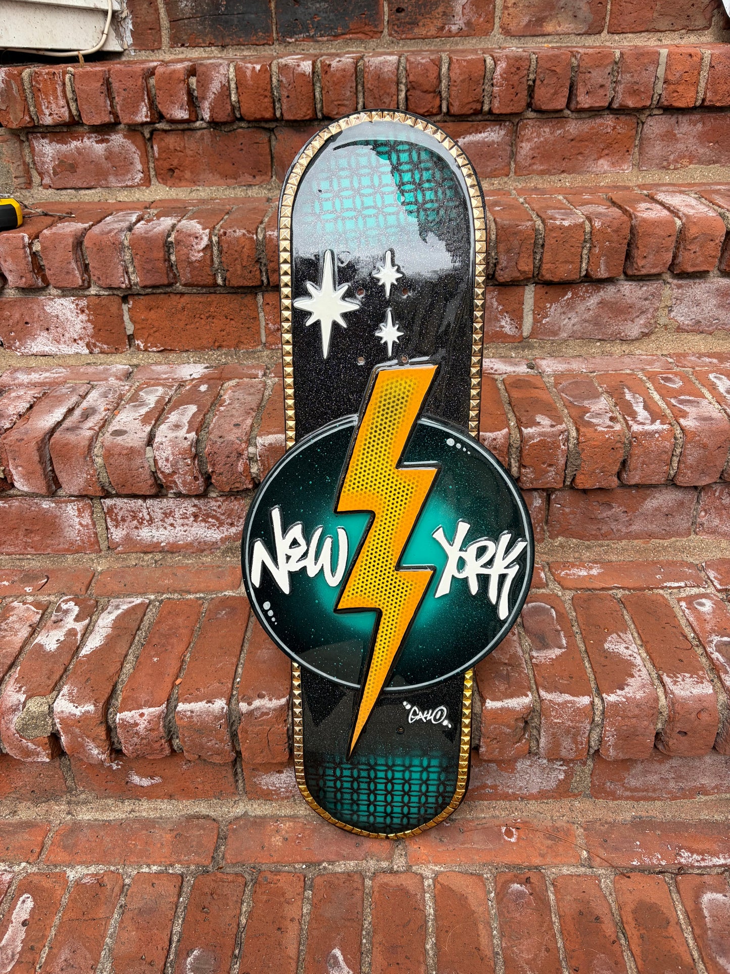 “The Empire Skate Board” MDF, Epoxy, Spray Paint, Vinyl Record $500