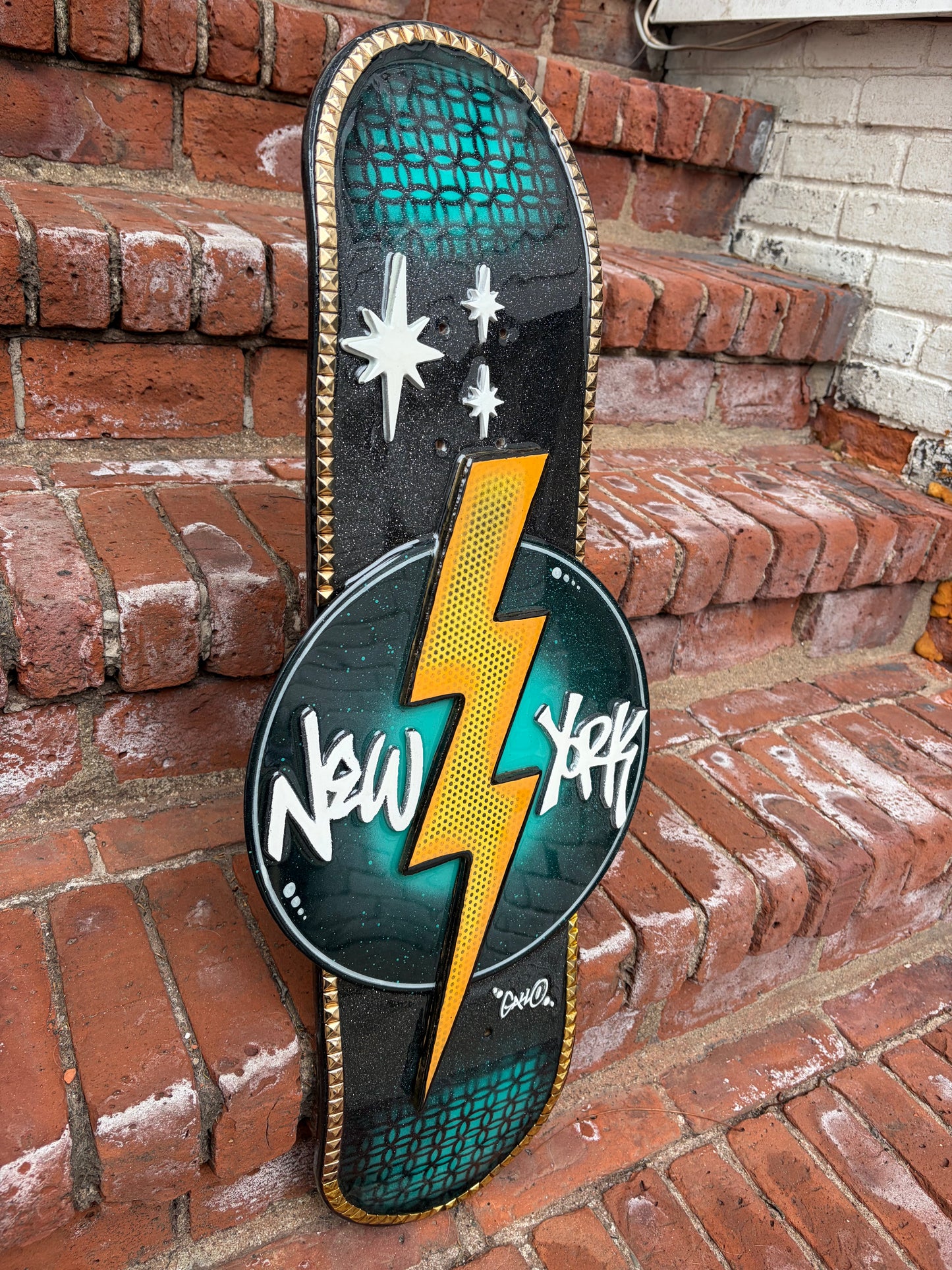 “The Empire Skate Board” MDF, Epoxy, Spray Paint, Vinyl Record $500