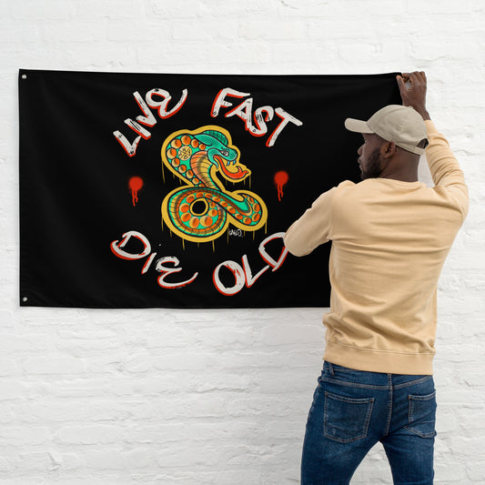 Live Fast Die Old Wall Flag